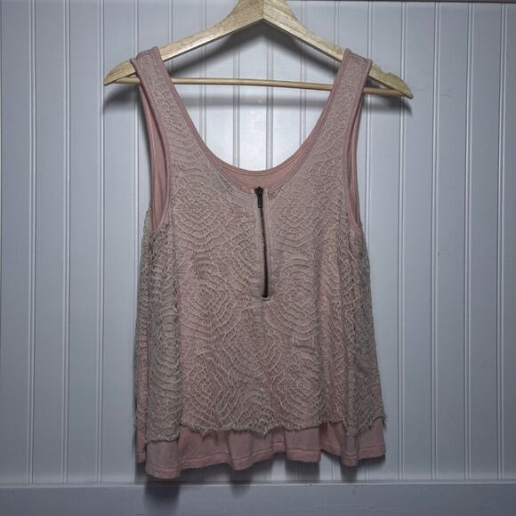 MissChievous Blouse Pink Barbie Coquette Lace Tank Sleeveless Layered Scoop Neck - Picture 3 of 10